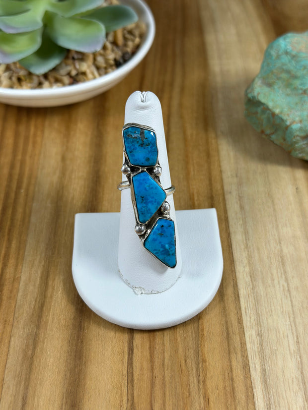 Kingman Turquoise 3 Stone Ring