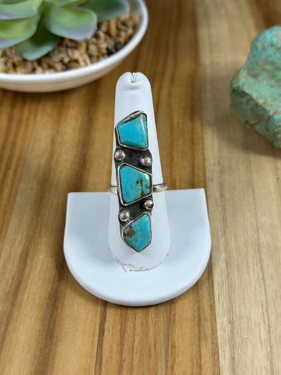 Kingman Turquoise 3 Stone Ring
