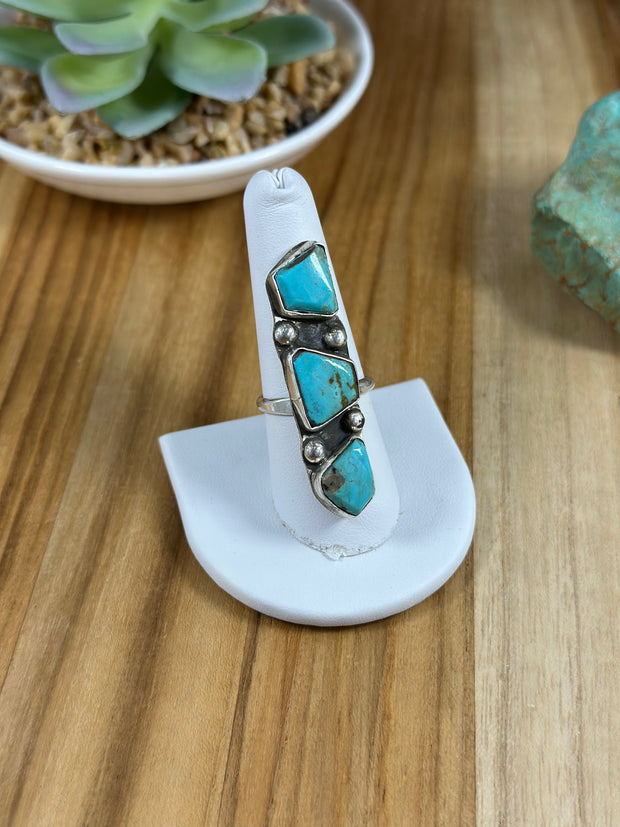 Kingman Turquoise 3 Stone Ring