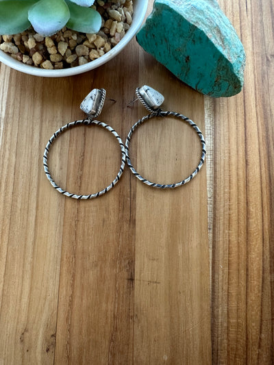 White Hoop Earrings