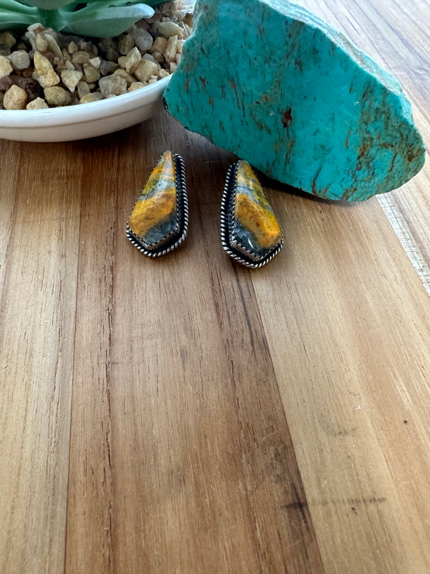 Bumblebee jasper Triangle Earrings
