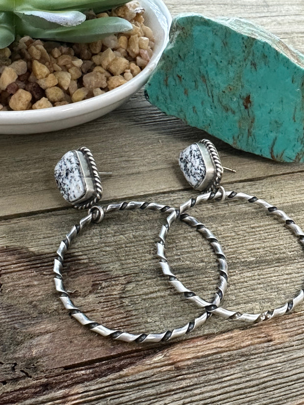 White Hoop Earrings