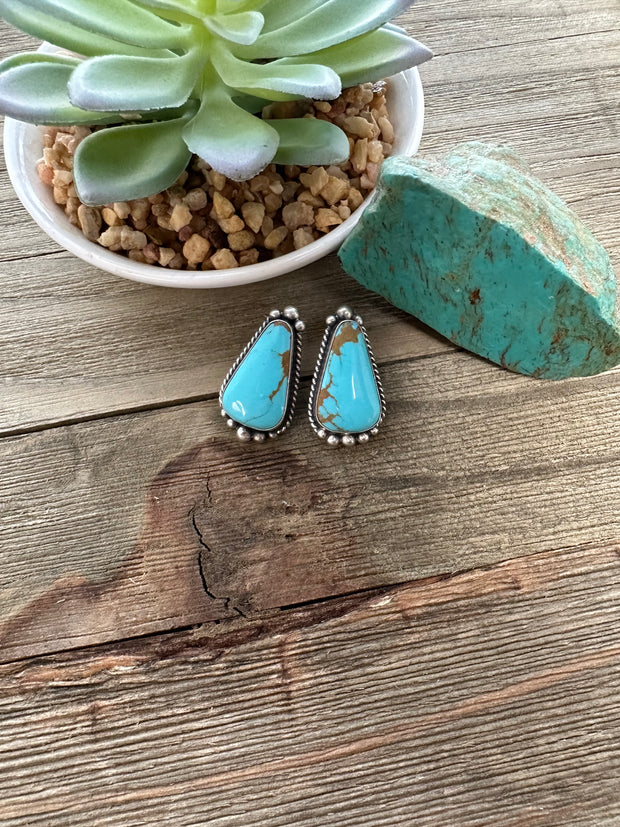 Kingman Turquoise Triangle Earrings