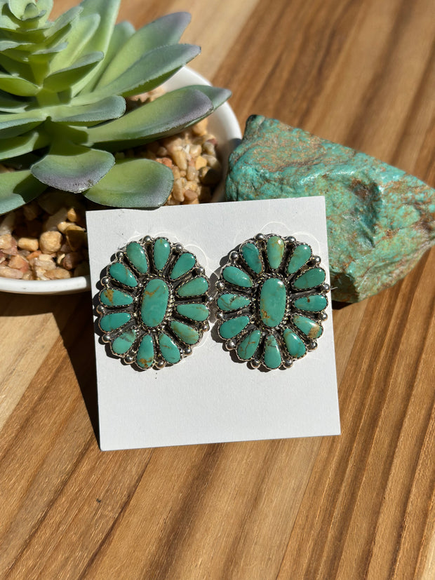 Kingman Turquoise Cluster Earrings