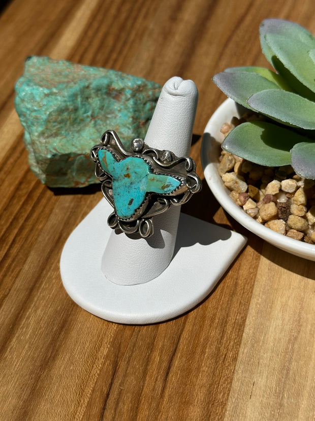 Adjustable Kingman Turquoise Cow Ring