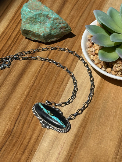 Black Jack Adjustable Necklace Fixed pendent