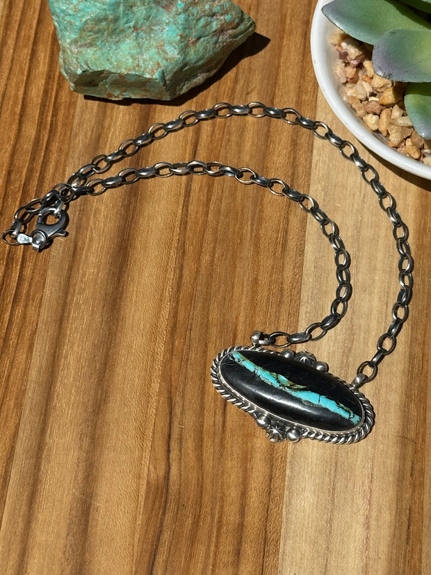 Black Jack Adjustable Necklace Fixed pendent