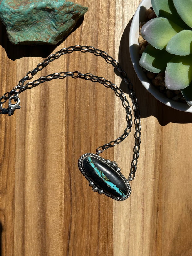 Black Jack Adjustable Necklace Fixed pendent