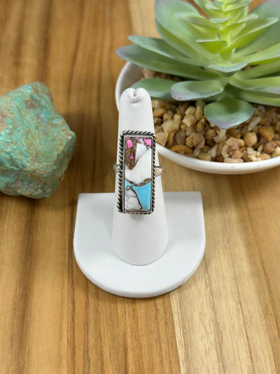 Rectangular Cotton Candy Adjustable Ring