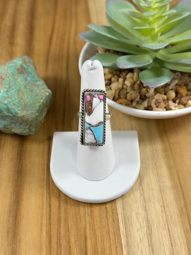 Rectangular Cotton Candy Adjustable Ring