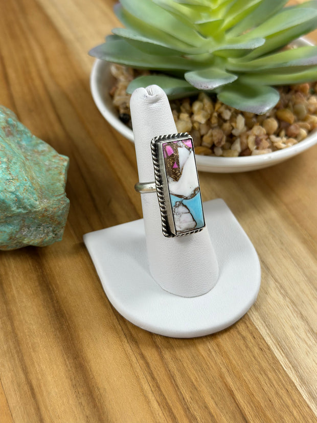 Rectangular Cotton Candy Adjustable Ring