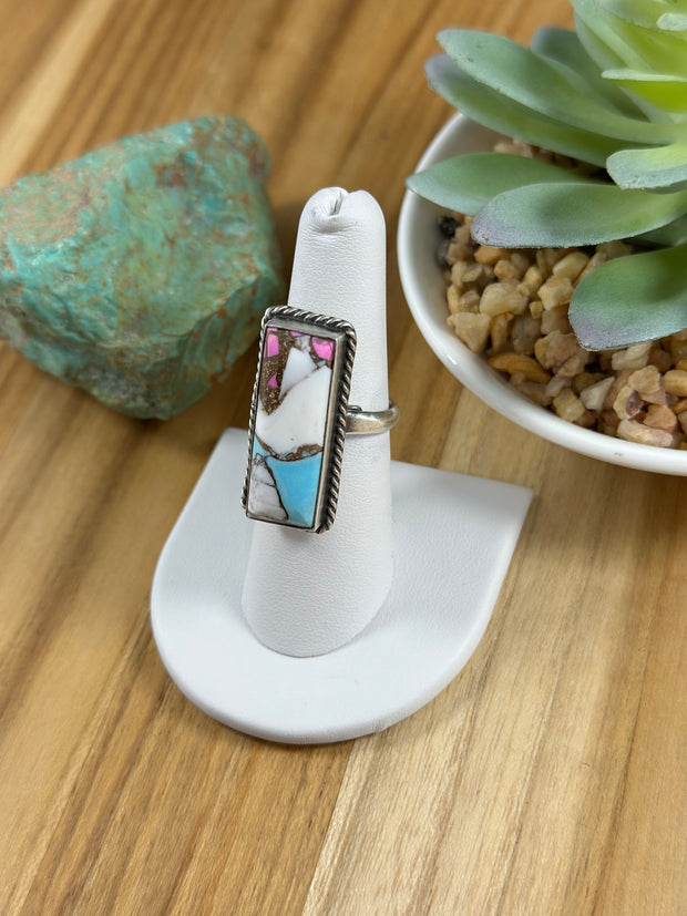 Rectangular Cotton Candy Adjustable Ring