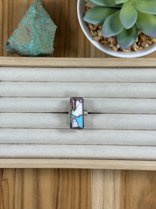 Rectangular Cotton Candy Adjustable Ring
