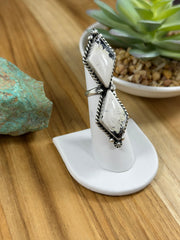 2 Stone Adjustable White Buffalo Ring