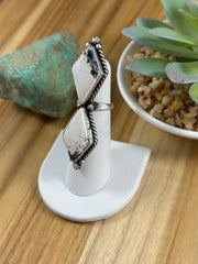 2 Stone Adjustable White Buffalo Ring