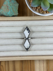 2 Stone Adjustable White Buffalo Ring