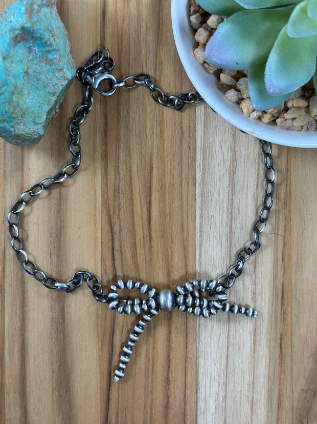 Sterling Silver Chain Bow Necklace