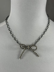 Sterling Silver Chain Bow Necklace