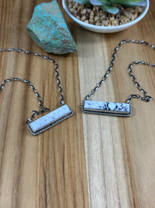 White Buffalo Adjustable Bar Necklace