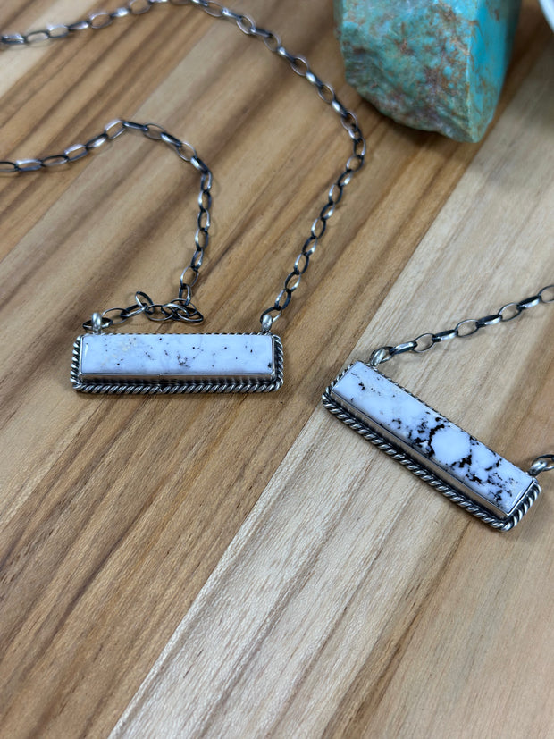 White Buffalo Adjustable Bar Necklace