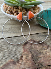 Orange Spiny Hoop Earrings