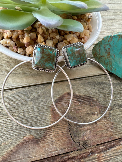 Kingman Turquoise Hoop Earrings