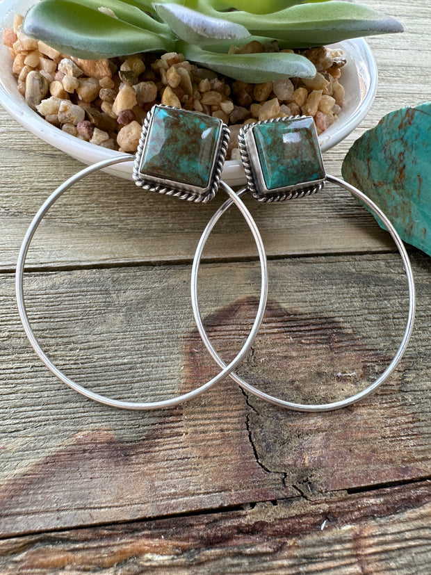 Kingman Turquoise Hoop Earrings