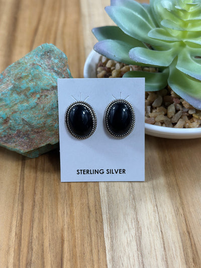 Black Onyx Dot Stud Earring