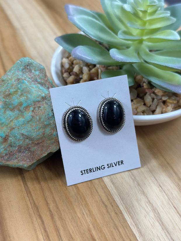 Black Onyx Dot Stud Earring
