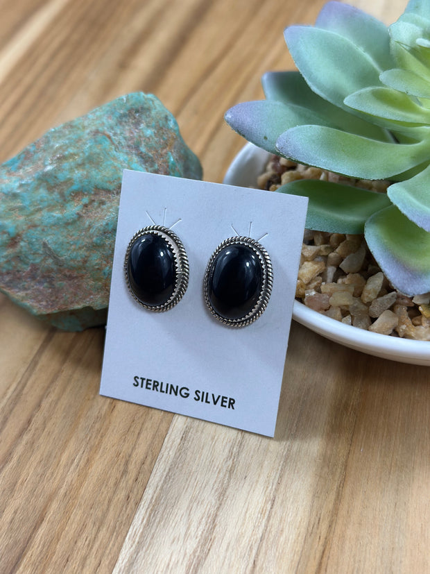 Black Onyx Dot Stud Earring