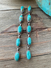 Kingman Turquoise 5 Stone Dangle Earrings