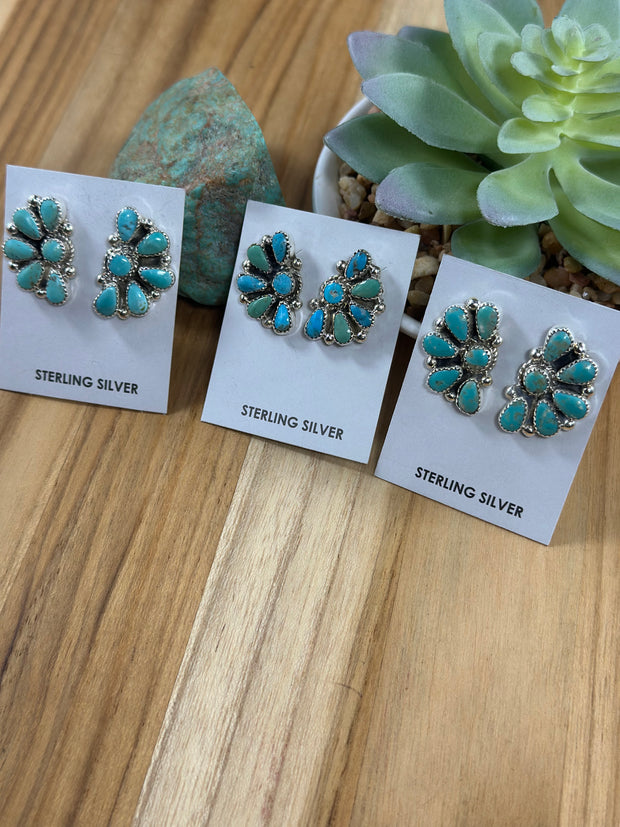 Kingman Turquoise Half Cluster Earring