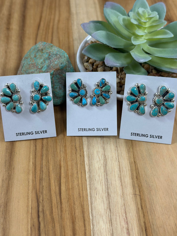 Kingman Turquoise Half Cluster Earring