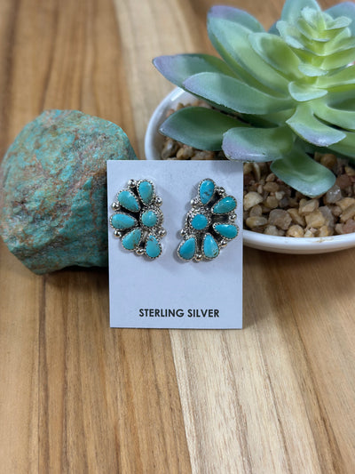 Kingman Turquoise Half Cluster Earring