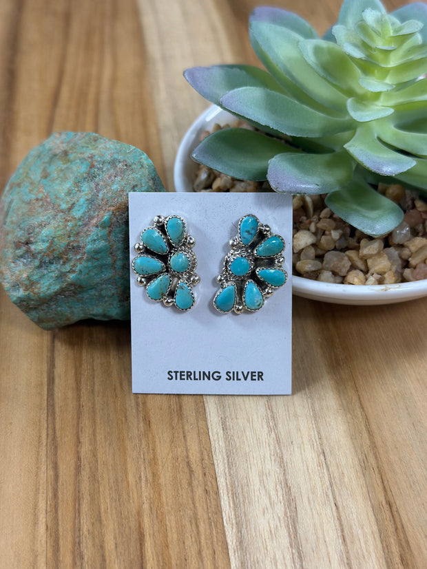 Kingman Turquoise Half Cluster Earring