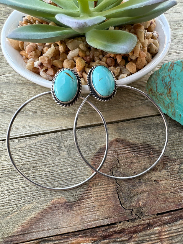 Kingman Turquoise Hoop Earrings