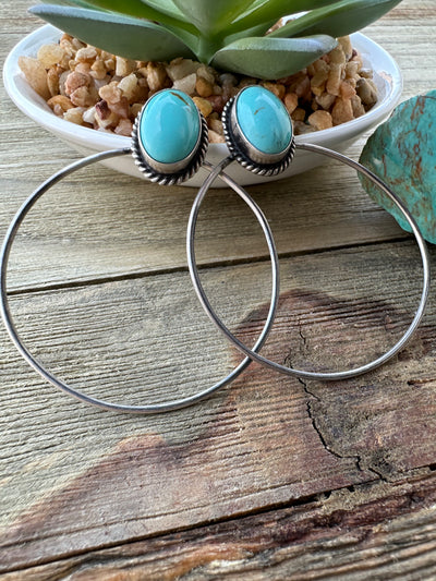 Kingman Turquoise Hoop Earrings