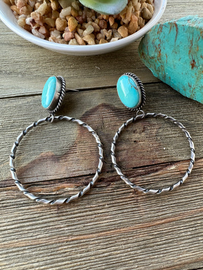 Kingman Turquoise Hoop Earrings