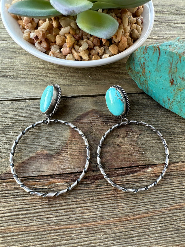 Kingman Turquoise Hoop Earrings