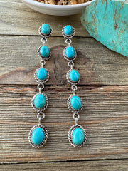 Kingman Turquoise 5 Stone Dangle Earrings