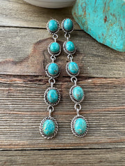Kingman Turquoise 5 Stone Dangle Earrings
