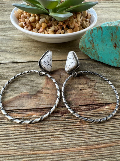 White Hoop Earrings