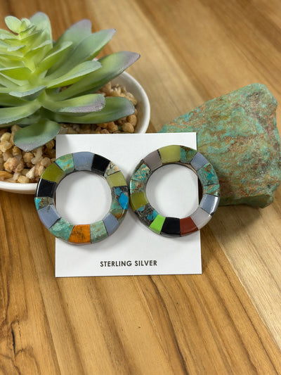 Multi Stone Circle Earring