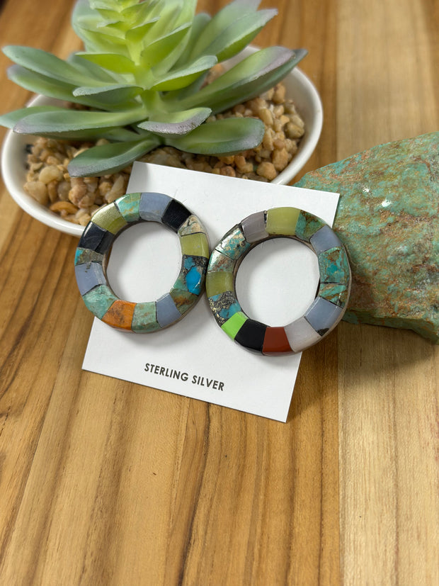 Multi Stone Circle Earring