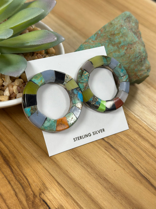 Multi Stone Circle Earring
