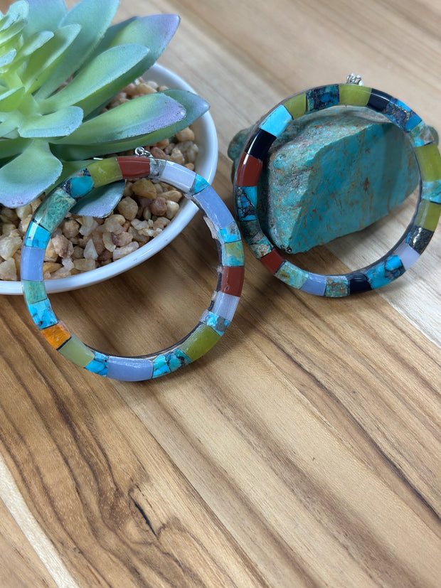 Multi Stone circle Dangle Earring