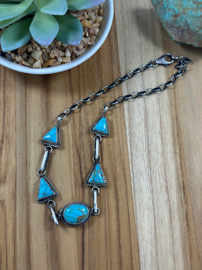 5 Stone Kingman Turquoise Choker