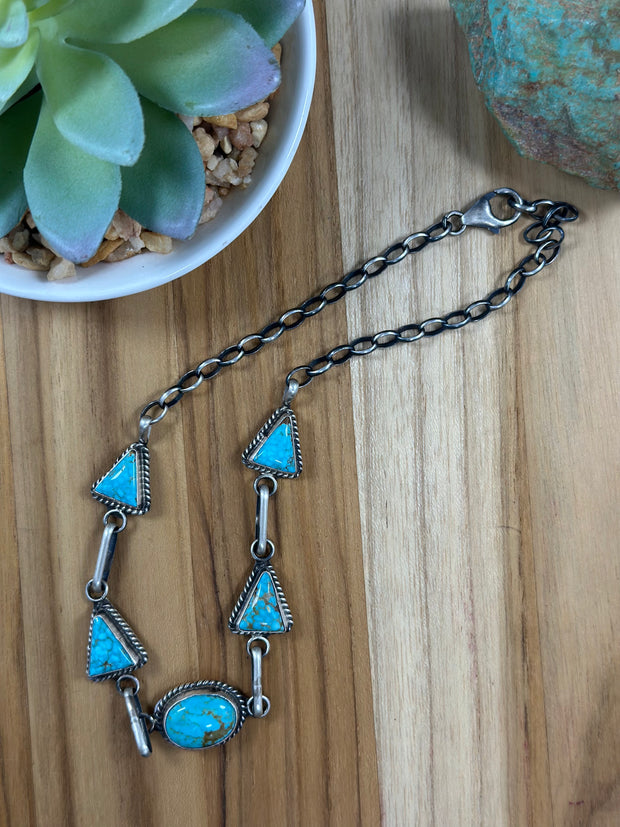 5 Stone Kingman Turquoise Choker