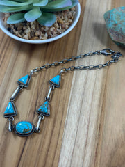 5 Stone Kingman Turquoise Choker