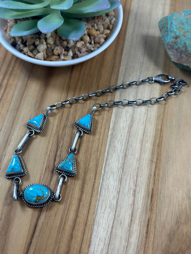 5 Stone Kingman Turquoise Choker
